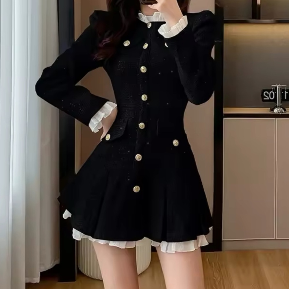 Elegant Black Button-Up Dress